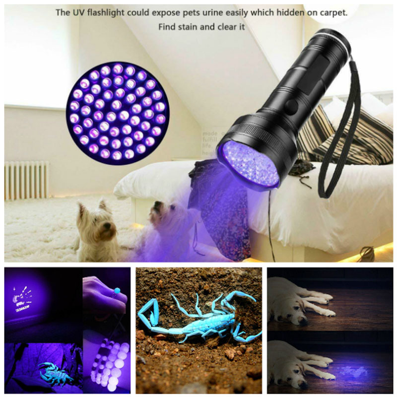Black UV Flashlight,51 LED Blacklight Pet Urine Detector for Dog/Cat Urine,Dry Stains,Bed Bug, Matching with Pet Odor Eliminator