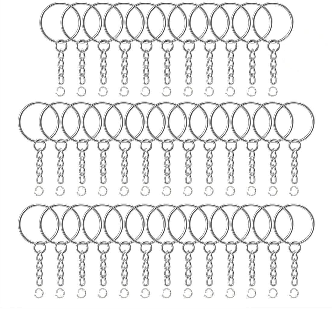Metal Split Keychain Ring Parts - Key Chains With 25mm Open Jump Ring and Connector - Make Your Own Key Ring