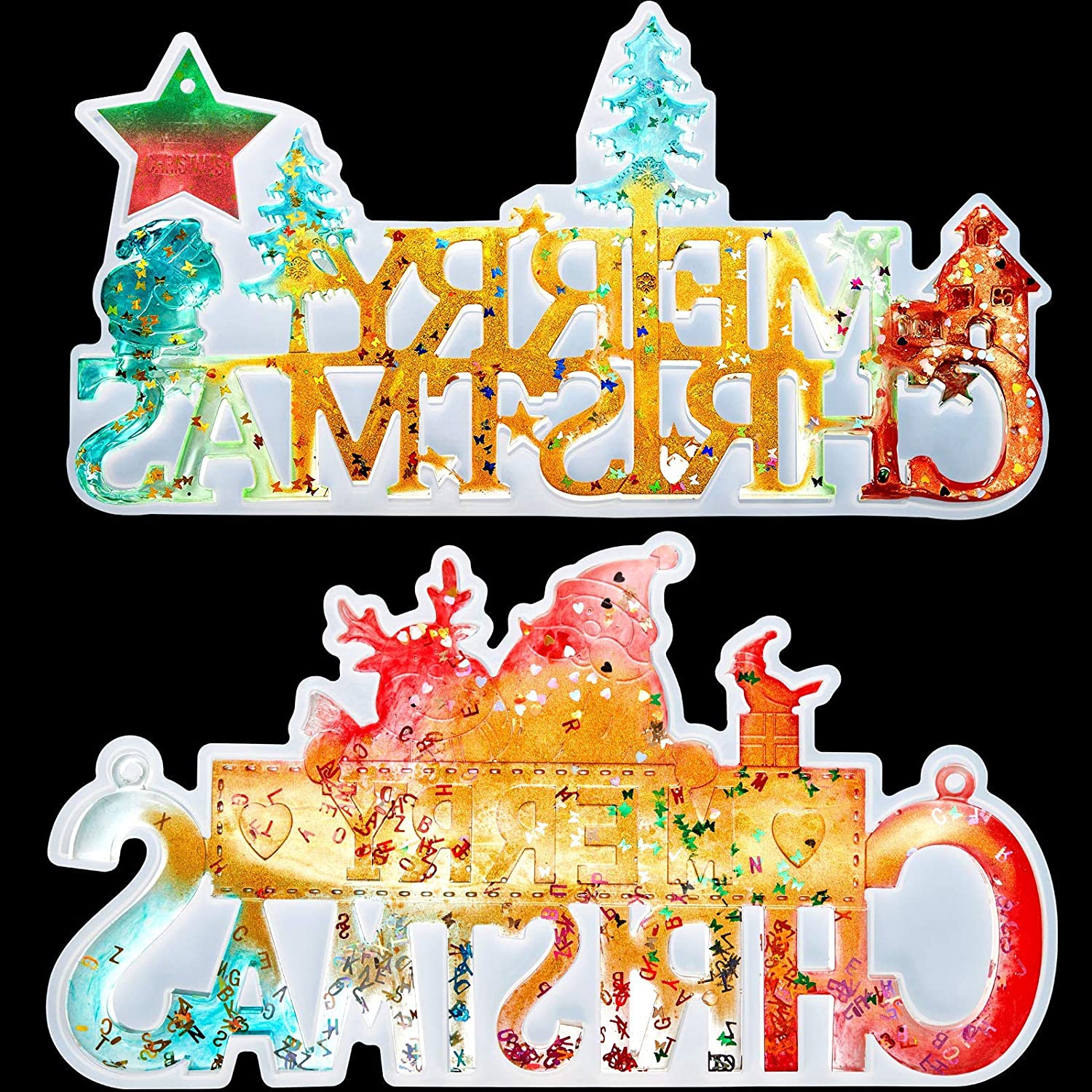 Merry Christmas Sign Resin Mold, DIY Epoxy Resin Casting Molds Christmas Letters Mold for DIY Table Decoration, Home Ornament, Xmas Decoration