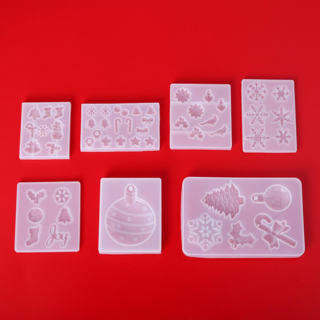  UV Epoxy Snowflakes Christmas Tree Xmas Ornament Christmas Mold Resin Molds Silicone Mould Crystal Pendant(Type 7)