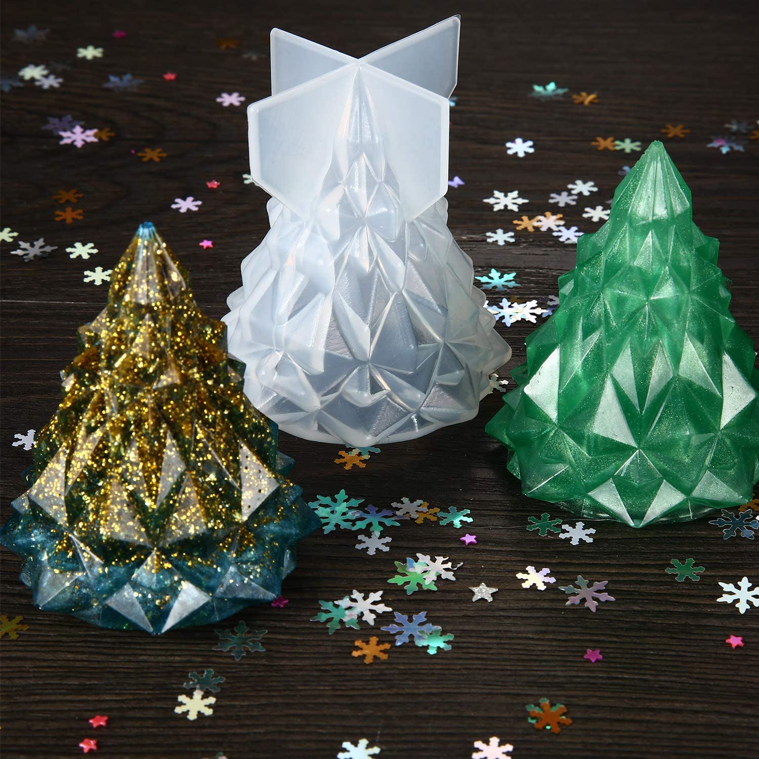 Christmas Resin Molds Resin Tree Molds Christmas Silicone Molds Small night light creative mirror silicone mold for Christmas Tree DIY Craft Making Decoration