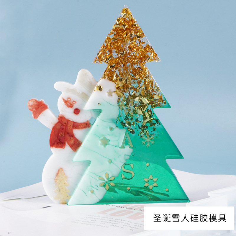 Christmas Resin Molds Epoxy Resin Molds Christmas Tree Snowmen Casting Molds for DIY Home Party Hanging Ornaments Projects