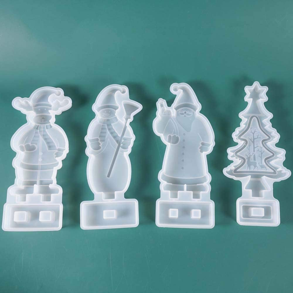 Christmas Resin Mold, Silicone Xmas Table Decor Epoxy Resin Mold-Christmas Tree Mold, Snowman Mold, Santa Claus Mold, Reindeer Mold for Christmas Decoration