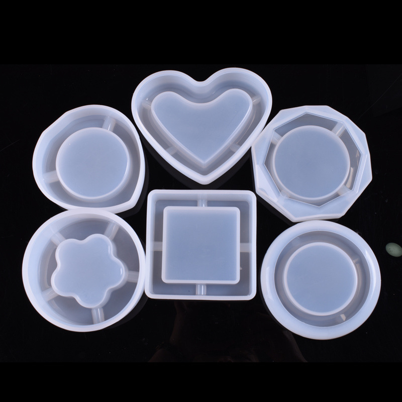  Silicone Large Ashtray Resin Mold Square Coaster Casting Mold Heart-Shaped Ashray Mold Rhombus Shape Coaster Mold Round Shape Epoxy Mold Flower Shape Epoxy Mold for DIY Resin Mold Making, 6 Styles