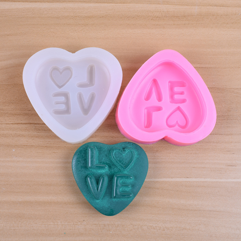 LOVE handmade soap silicone mold DIY letters LOVE heart fondant cake decoration candle mold wholesale