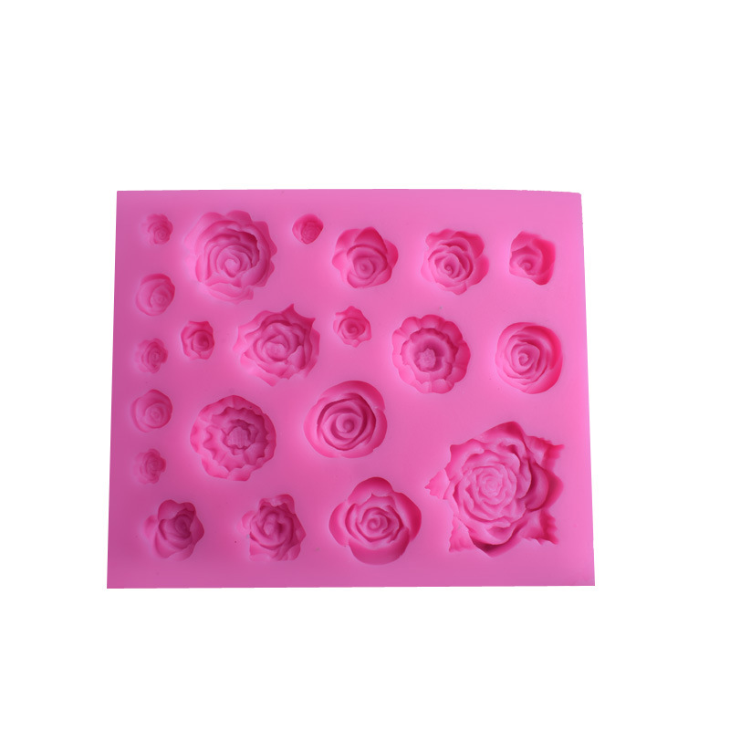 21 different sizes rose fondant silicone mold Diy chocolate mousse cakesoap clay mold