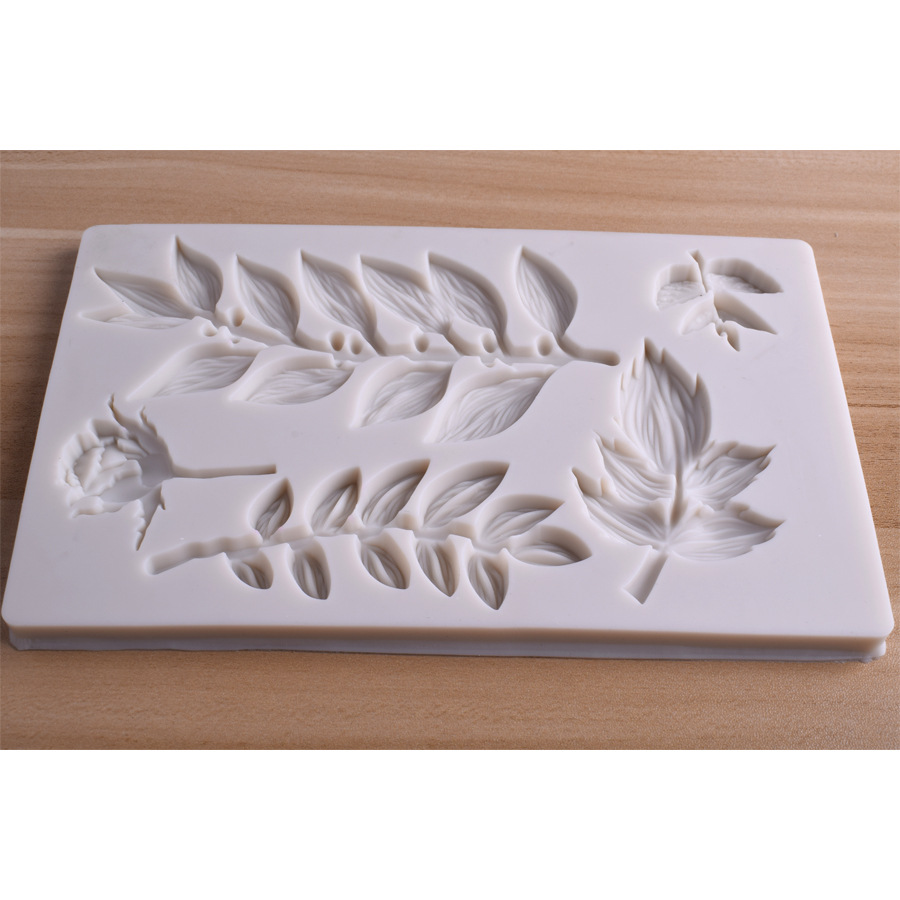5 shapes leaves rose flowers fondant silicone mold DIY leaf texture dry Pace baking cake decoration mold