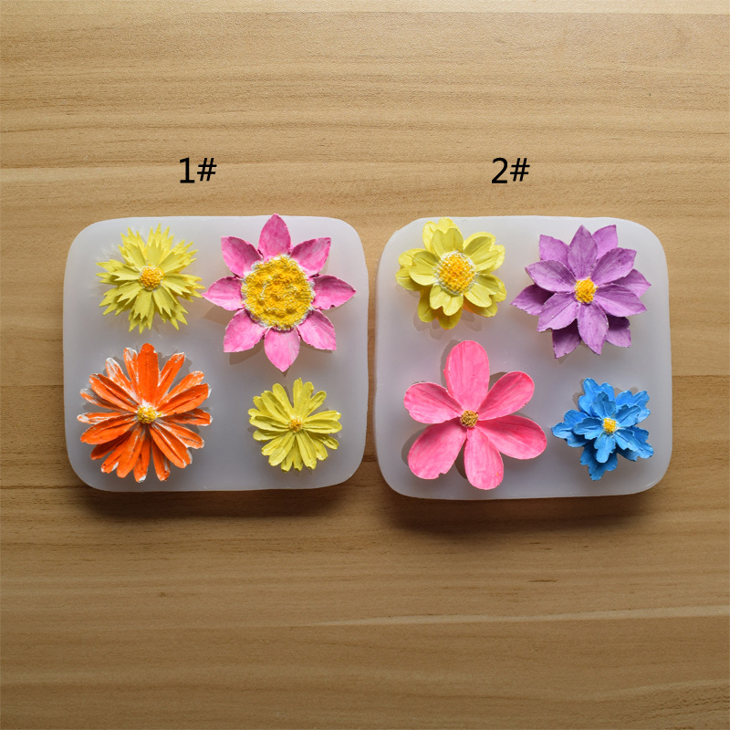 Flower Sunflower chrysanthemum fondant silicone mold cake decoration chocolate DIY car pendant mold