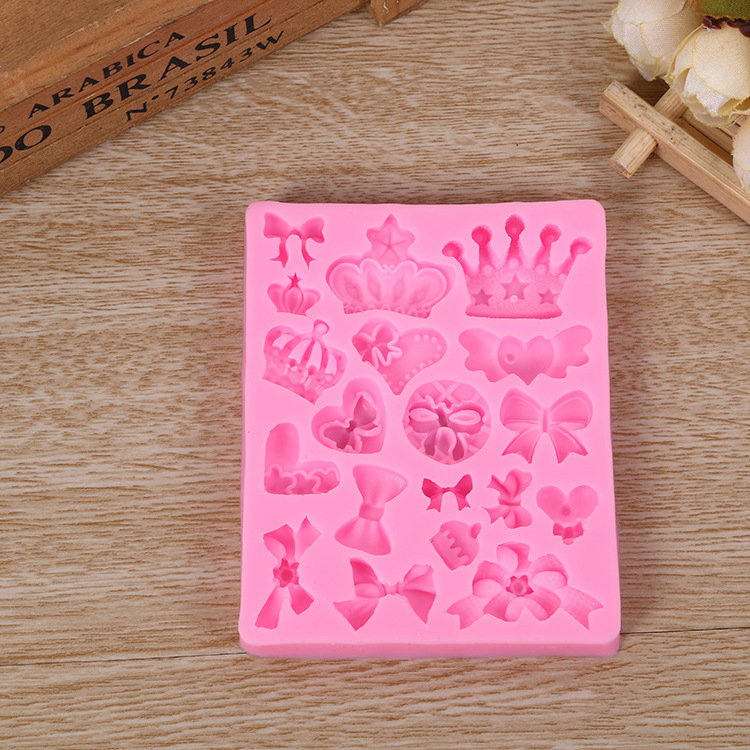 Bow crown fondant silicone mold liquid silicone mold soft clay soap pudding mold