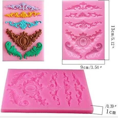  DIY 3D Sculpted Flower royal Lace baroque scroll Silicone Mold Fondant Mold Cupcake Cake Decoration Tool