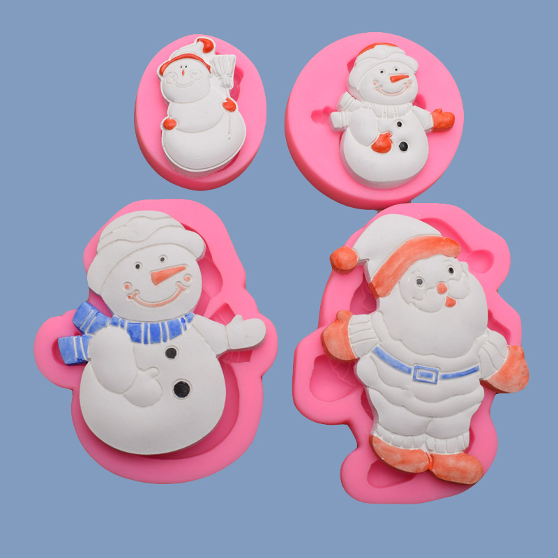 5 Santa Snowman gloves silicone cake fondant decoration DIY resin clay mold