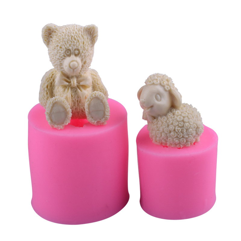 3D simulation cute baby bear fondant silicone mold plaster mold cake decoration baking