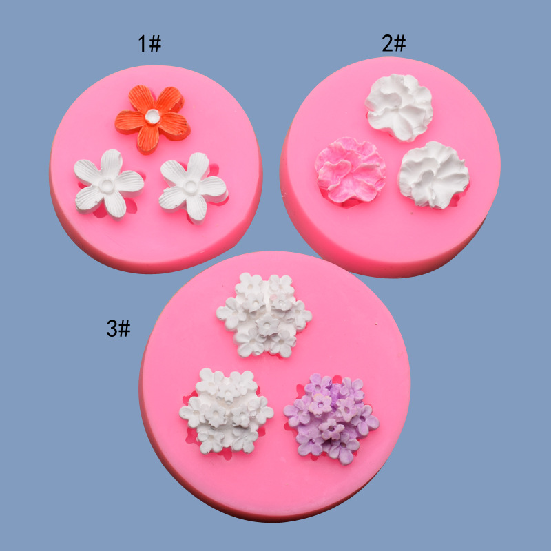 3 florets fondant silicone mold dry Pace Baking cake DIY ornament decoration mold