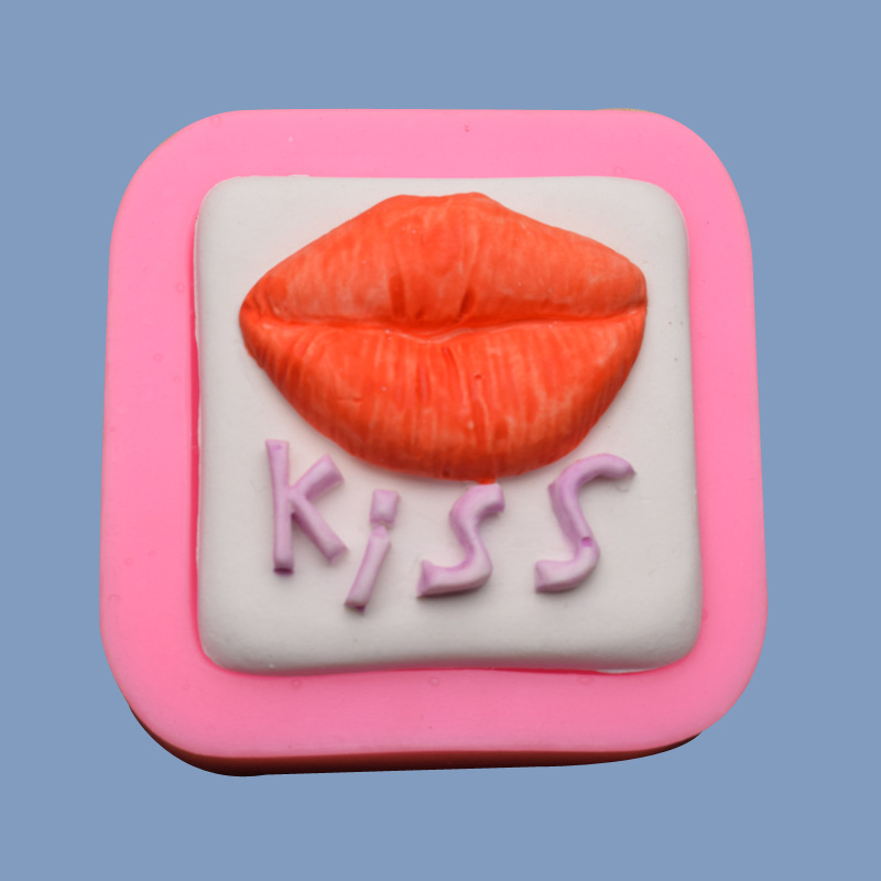 Kiss lips red lips silicone mold DIY fondant cake decorative resin soap mold