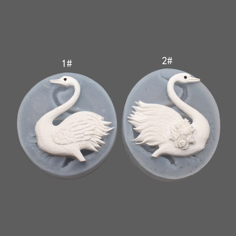 2 swan rose silicone mold ornaments,resin DIY chocolate baking cake decoration mold