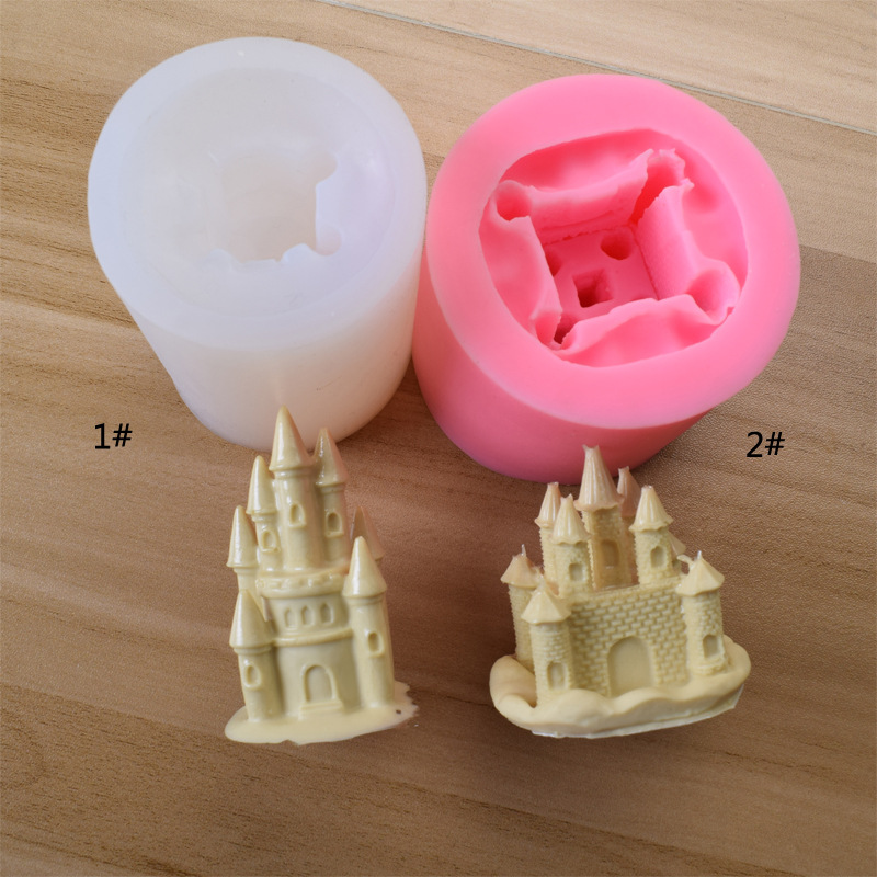 2 castles European architecture fondant silicone mold diy cake decoration baking chocolate drip mold