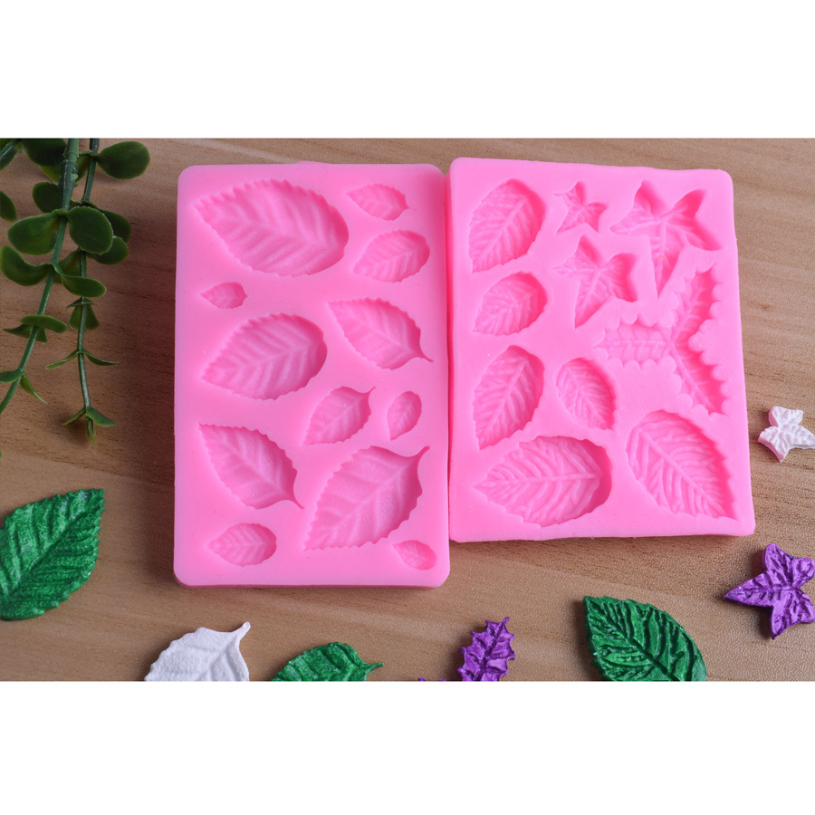 2 leaf leaf maple leaf fondant silicone mold diy cake decoration chocolate clay drip mold