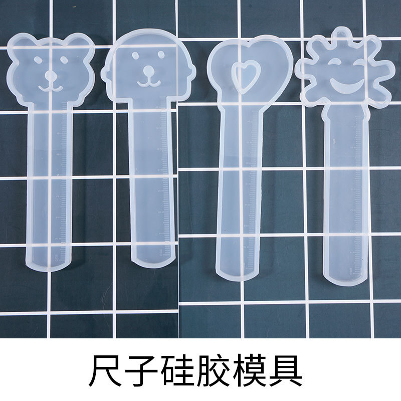 Ruler bookmark silicone mold love flower smiling face bear ruler molds