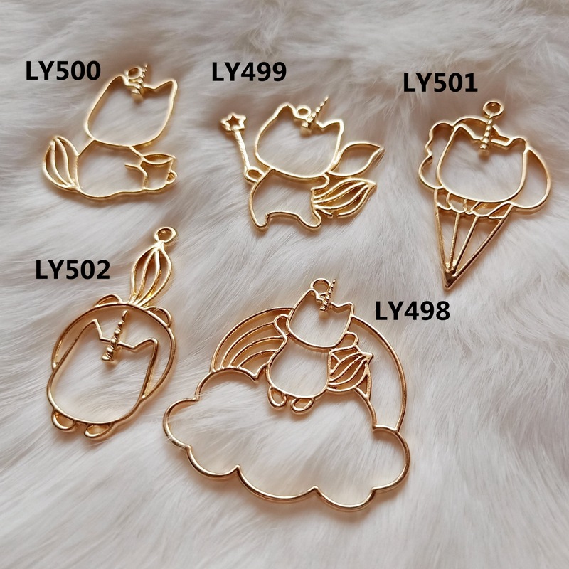 Original KC Gold Unicorn Angel Cat beast alloy frame UV resin material DIY accessories factory