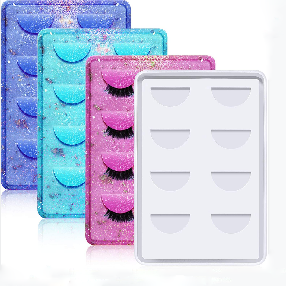 Eyelash Holder Resin Mold Eyelash Display Tray Silicone Mold False Eyelash Storage Box Case Epoxy Casting Mold Cosmetic Care Container Silicone Resin Mold for DIY Eyelash Storage Box Making