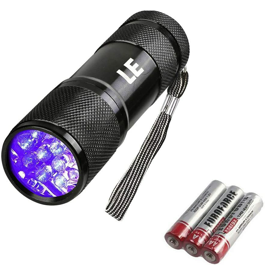 Small 9LED UV Blacklight Flashlight, Portable Black Light 395nm, Ultraviolet Light Detector for Invisible Ink Pens, Dog Cat Pet Urine Stain