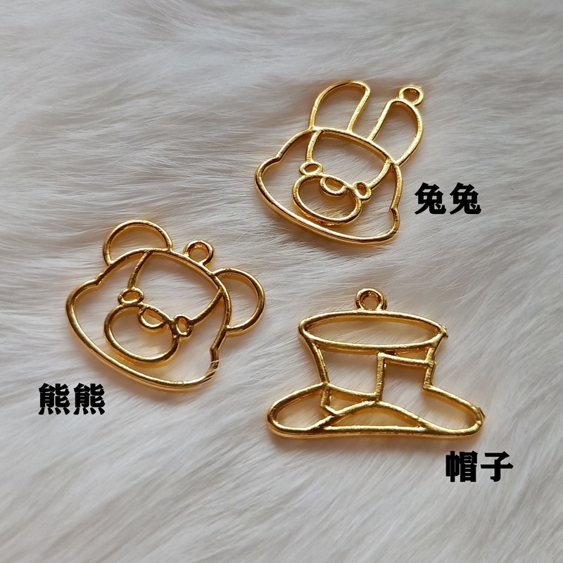 Rabbit bear hat metal frame alloy UV resin filling material DIY accessories manufacturers direct sales