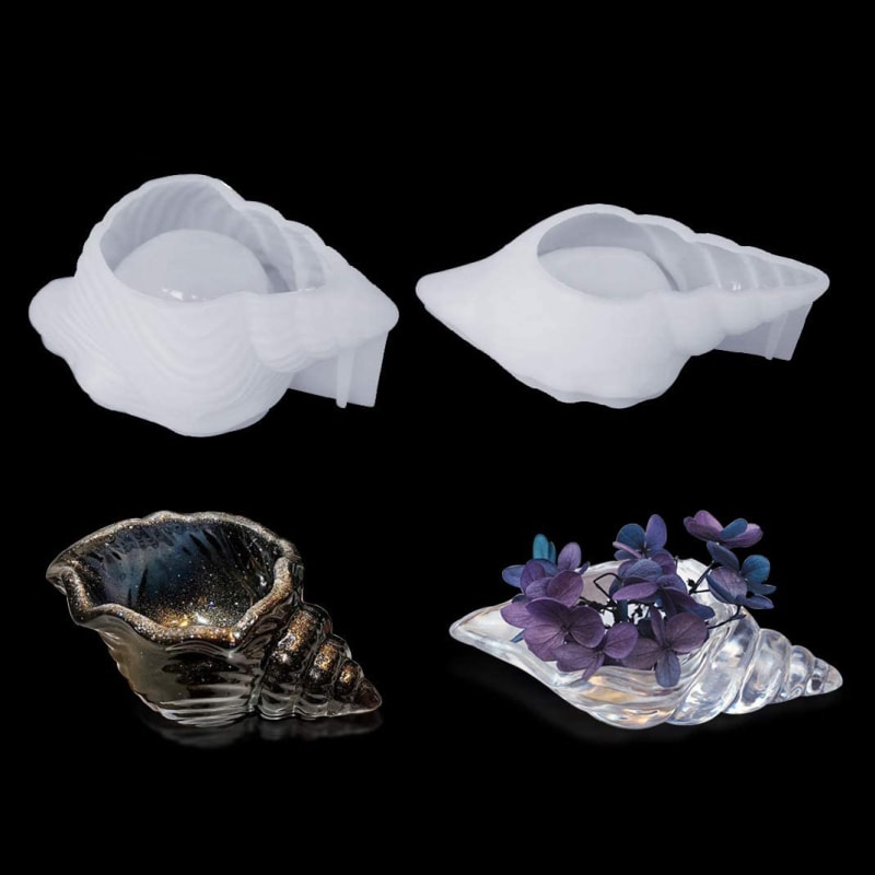 2 Shapes Conch Shell Resin molds Conch Jewelry Storage Silicone Molds Epoxy Casting Molds for DIY Makeup Sponge Storage Holder Crafts Decorations