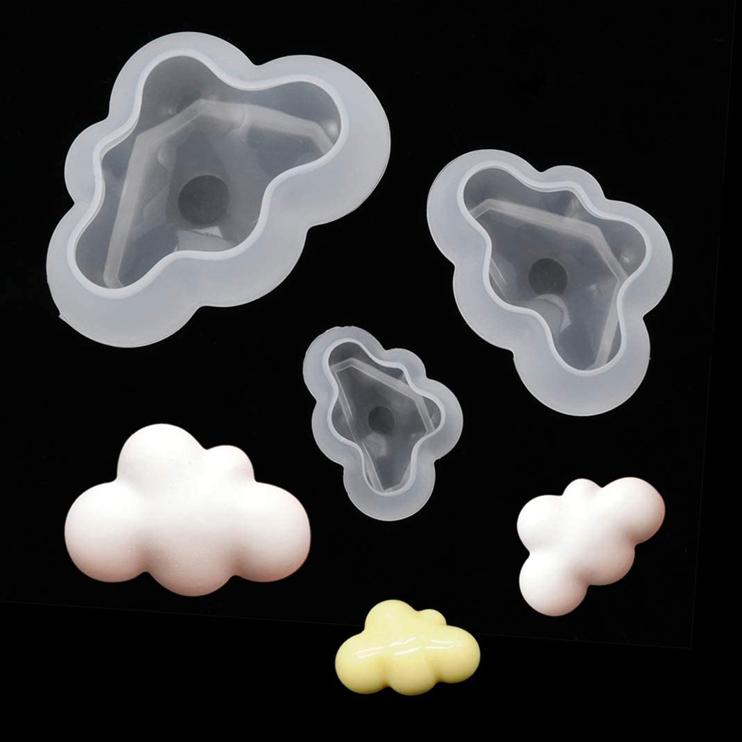 3 Sizes Silicone Molds 3D Cute Cloud Molds Fondant Jewelry Molds Epoxy Resin Casting Molds Different Sizes for Craft DIY Cake Decorating Bread Making  