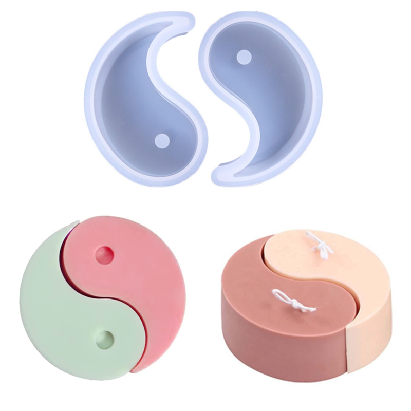 Amazon Hot Sale Yin Yang Candle Mold Tai Chi Soap Wax Aromatherapy Mold Epoxy Resin Mold for Craft Casting