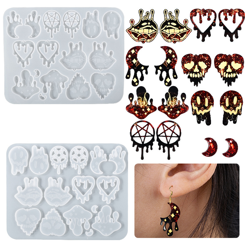 Earring Mold Tears Moon Mushroom Ghost Pendant Halloween Silicone Keychain mold