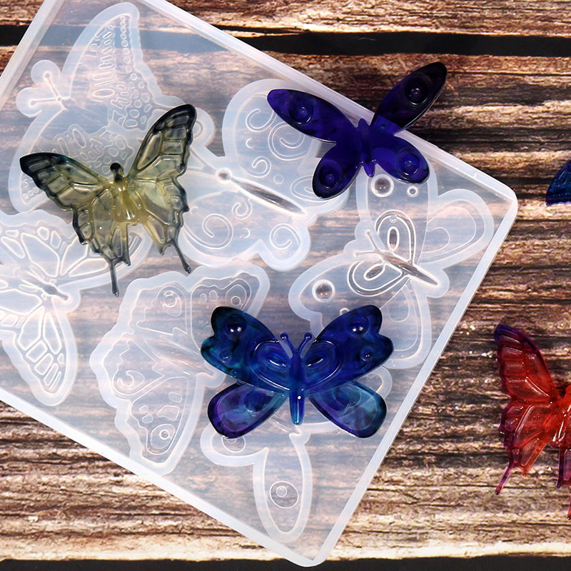 Butterfly Mold for Resin Pendant Jewelry Silicone Casting Mold with 6 Pcs Butterflies for DIY Earrings Necklace Clothing Accessories