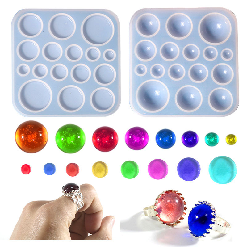 DIY Resin mold Semicircle Plane Gem Patch Ring Pendant Silicone Mold Mirror Epoxy Resin Mold (2 Shapes)