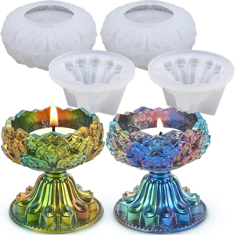New Amazon Hot Tealight Candle Holder Silicone Molds for Resin, Epoxy Casting Molds for Resin, DIY Crystal Tealight Holder Wedding Party Home Decoration