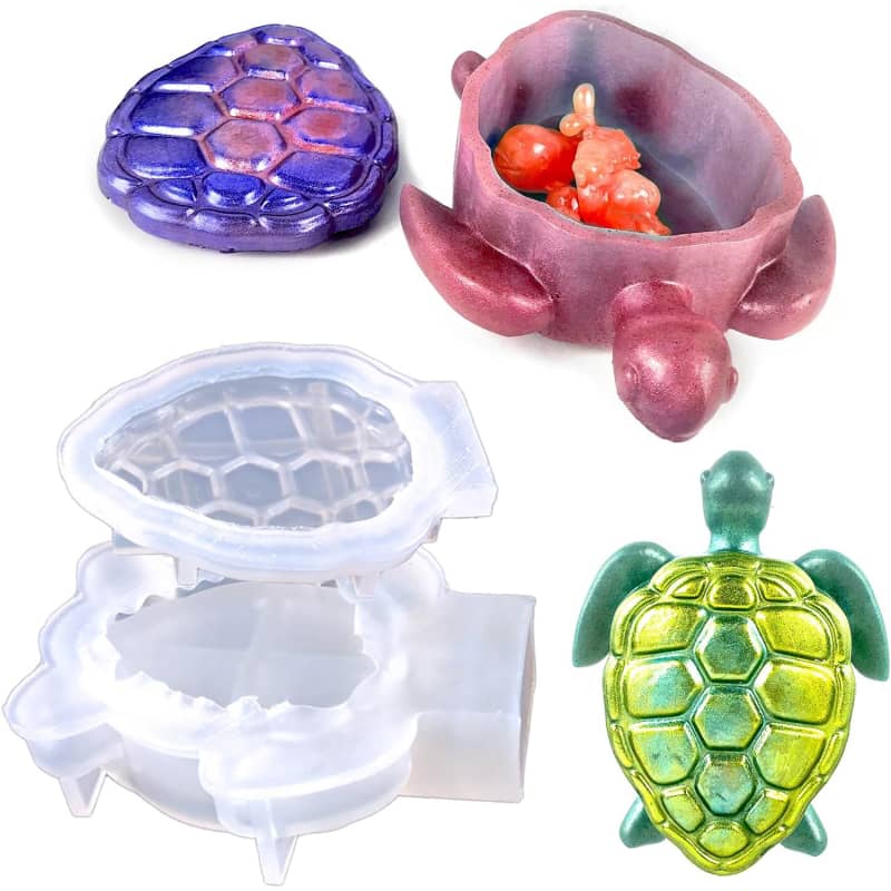 Sea Turtle Box Resin Mold with Lid, Creative Container Epoxy Resin Casting Mould, Sea Animal Silicone Storage Mold DIY Jewelry Holder 