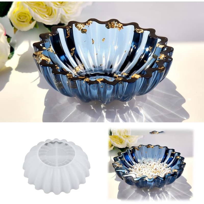 Resin Molds for Bowl, 5.24 x 1.65 inches Flower Tray Silicone Molds for Resin DIY Jewelry Holder Trinket Container Box Candle Holder
