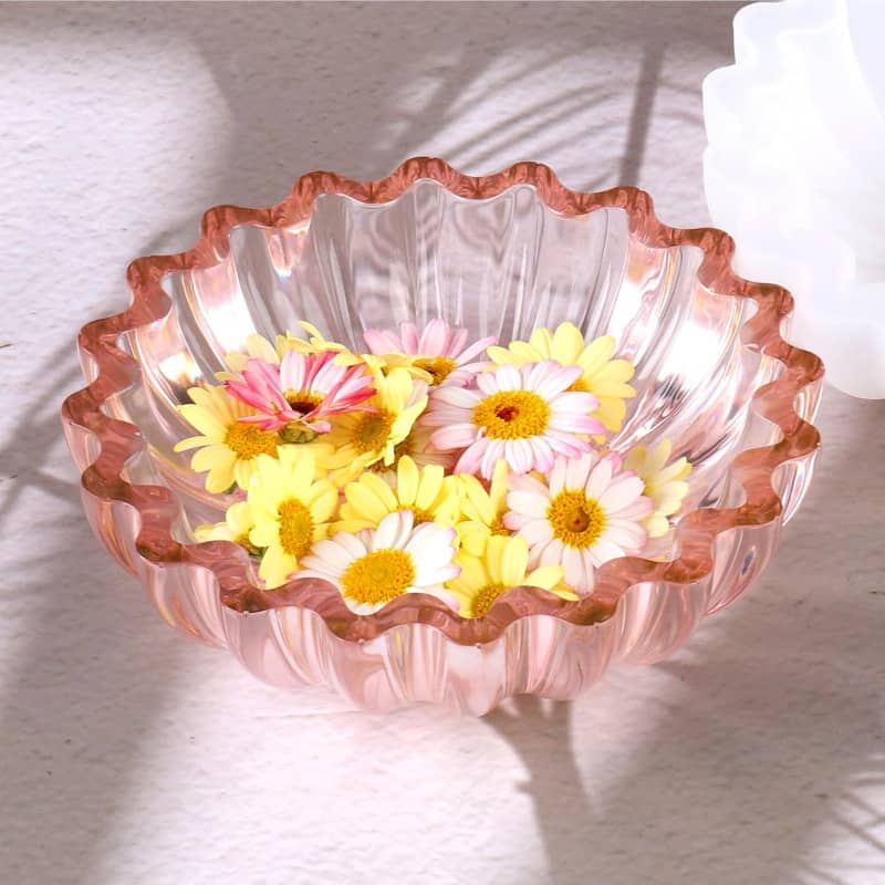 Resin Molds for Bowl, 5.24 x 1.65 inches Flower Tray Silicone Molds for Resin DIY Jewelry Holder Trinket Container Box Candle Holder