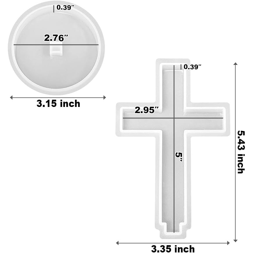 5'' Standing Cross Silicone Mold with Base, Crucifix Mold for Epoxy Resin