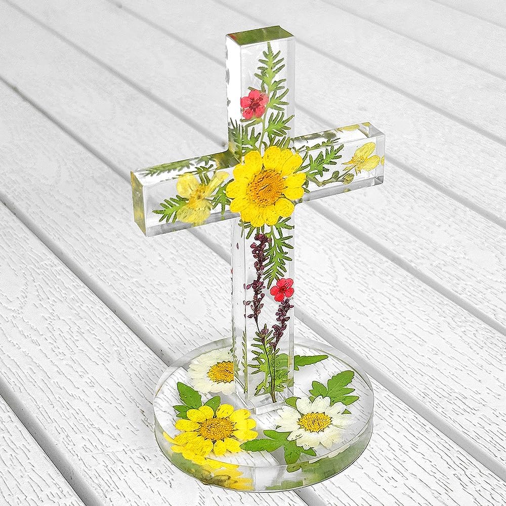 5'' Standing Cross Silicone Mold with Base, Crucifix Mold for Epoxy Resin