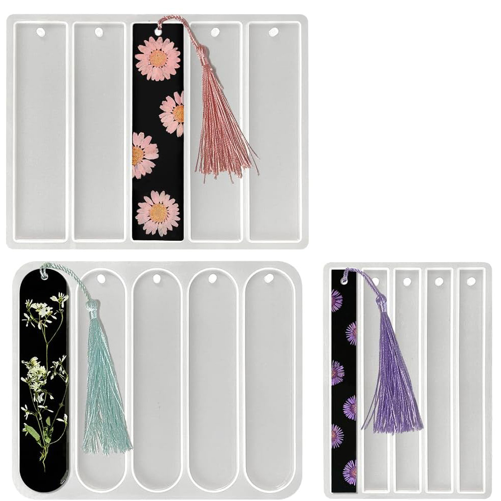 3 Shapes Shiny Bookmarks Resin Silicone Mold, Small Medium Rectangle Bookmark Mold