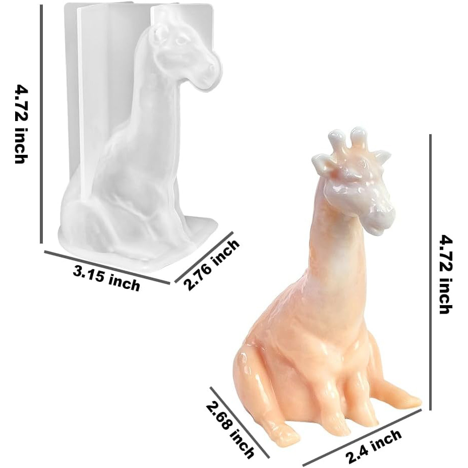 4.7'' 3D Giraffe Mold, Flexible Animal Silicone Mold for Resin, Clay, Candle, Plaster and Soap