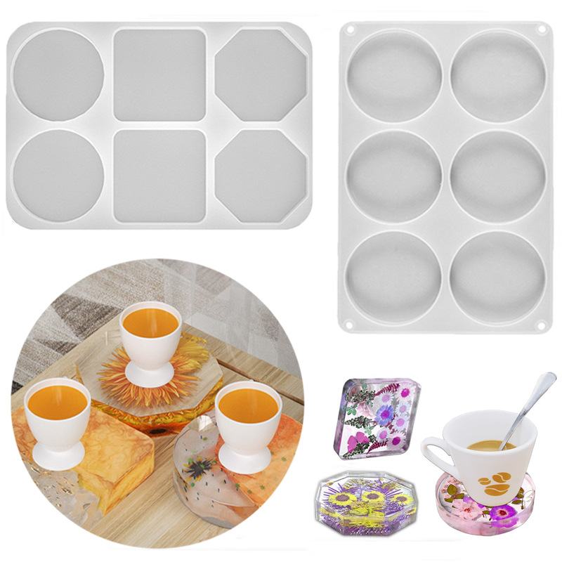 Deep Coaster Resin Molds Silicone Octagon Round Square Silicone Molds for Resin Epoxy Resin Casting Craft Mold for Flower Preservation DIY Art (2 Shapes)