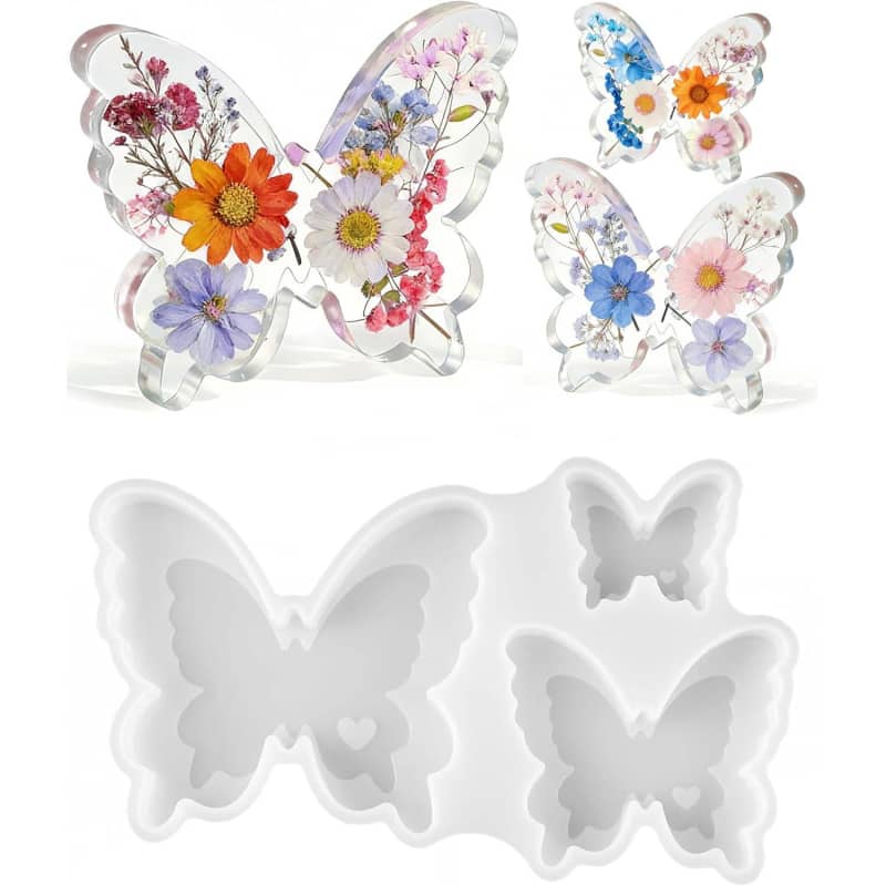 Butterfly Resin Molds, Butterfly Candle Molds Silicone, Flexible Effortless Demoldable Epoxy Molds for Resin Casting, Soap, Candle, Flowers Preservation