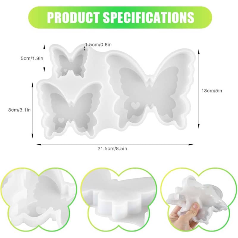 Butterfly Resin Molds, Butterfly Candle Molds Silicone, Flexible Effortless Demoldable Epoxy Molds for Resin Casting, Soap, Candle, Flowers Preservation