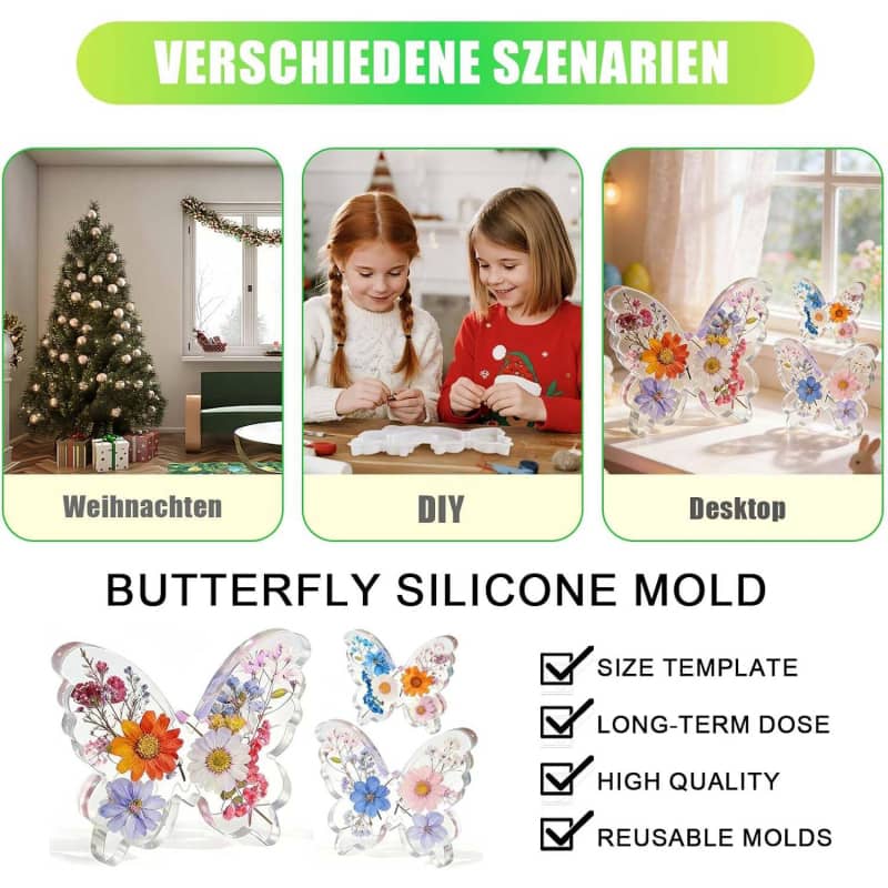 Butterfly Resin Molds, Butterfly Candle Molds Silicone, Flexible Effortless Demoldable Epoxy Molds for Resin Casting, Soap, Candle, Flowers Preservation