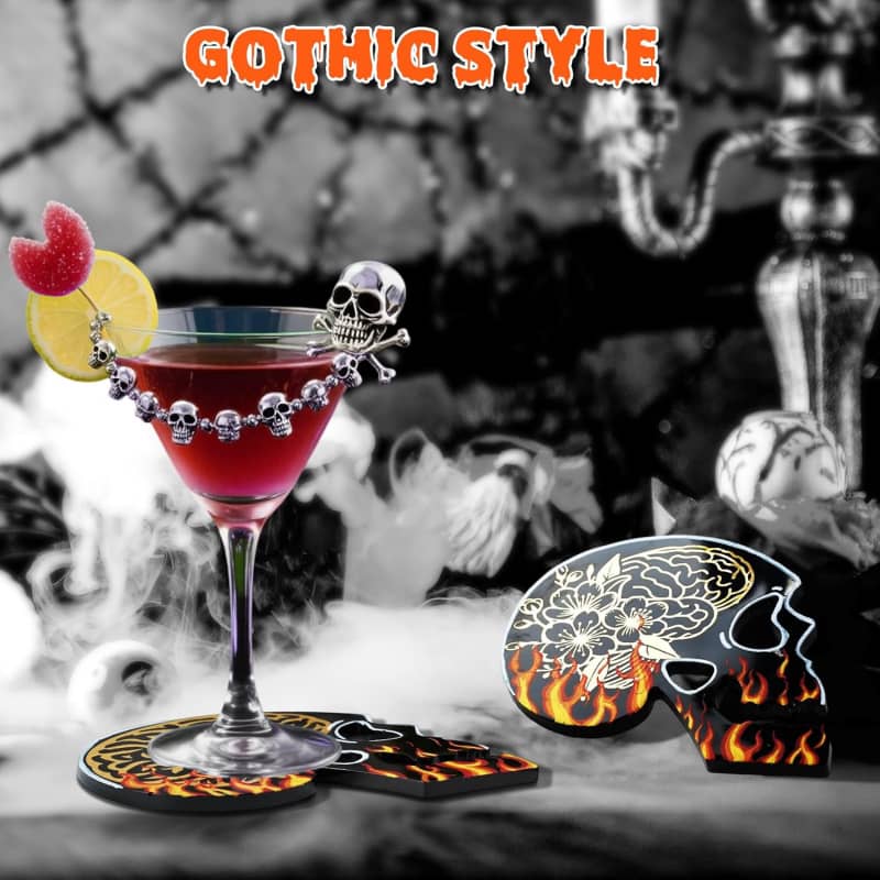 4Pcs Skull Coaster Resin Molds, Coaster Silicone Molds with Holder, Halloween Coaster Molds for Epoxy Resin, Skull Coasters Decoration for Festival, Ideal Gifts for Crafter and Artist