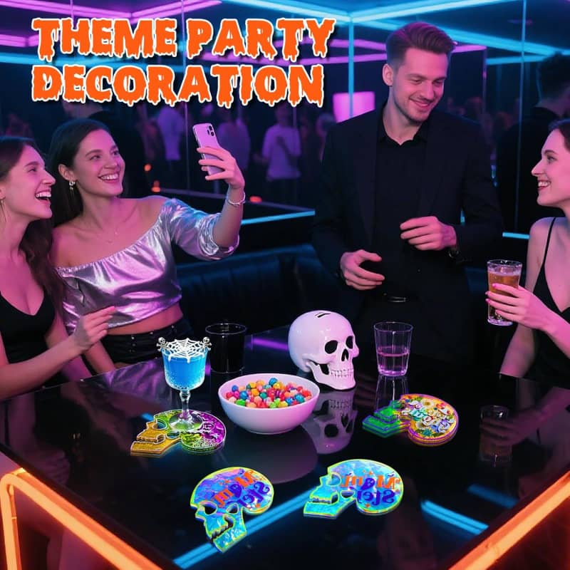 4Pcs Skull Coaster Resin Molds, Coaster Silicone Molds with Holder, Halloween Coaster Molds for Epoxy Resin, Skull Coasters Decoration for Festival, Ideal Gifts for Crafter and Artist