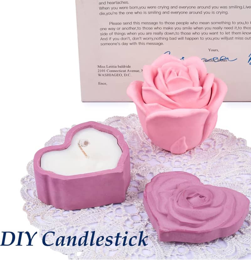 Heart Jar Resin Mold with Rose Lid Epoxy Resin Storage Box Casting Molds DIY Jewelry Candle Trinket Candy Container Silicone Mould