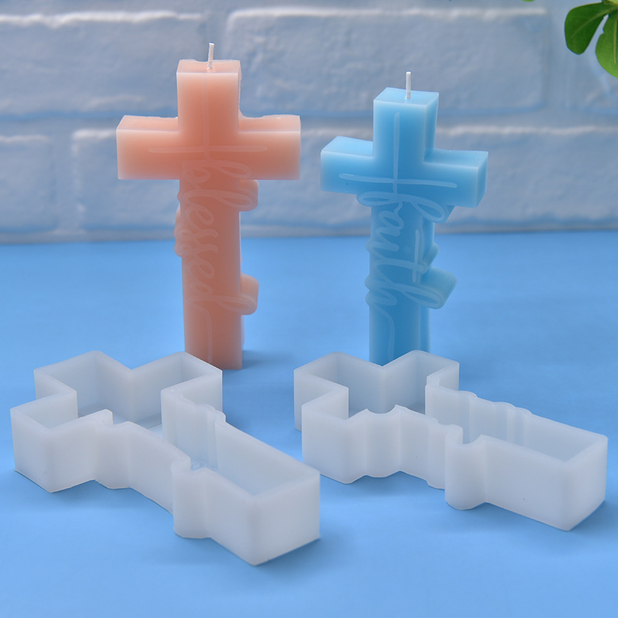 Faith Cross and Blessed Cross Shape Car-Freshie Silicone Molds Set, Epoxy Resin Pendant Candle Moulds, 2PCS