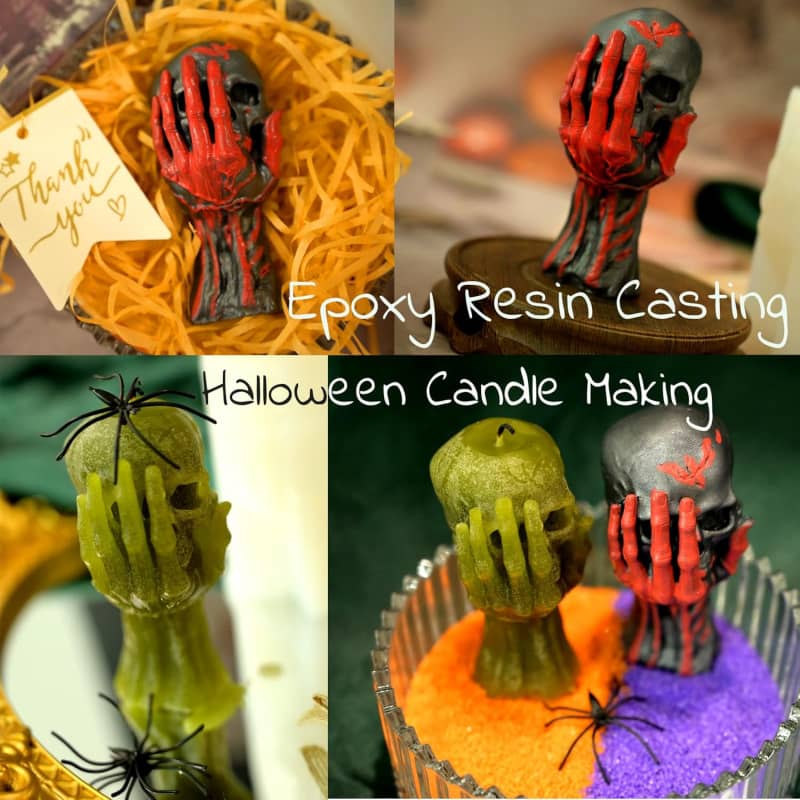 Halloween Skull Candle Molds, 3D Ghost Hand Skull Silicone Molds for Epoxy Resin Casting Aromatherapy Soap Candle Making Molds