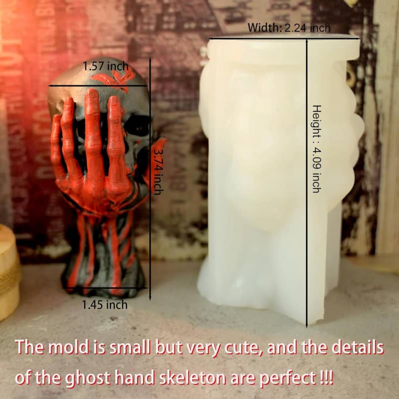 Halloween Skull Candle Molds, 3D Ghost Hand Skull Silicone Molds for Epoxy Resin Casting Aromatherapy Soap Candle Making Molds